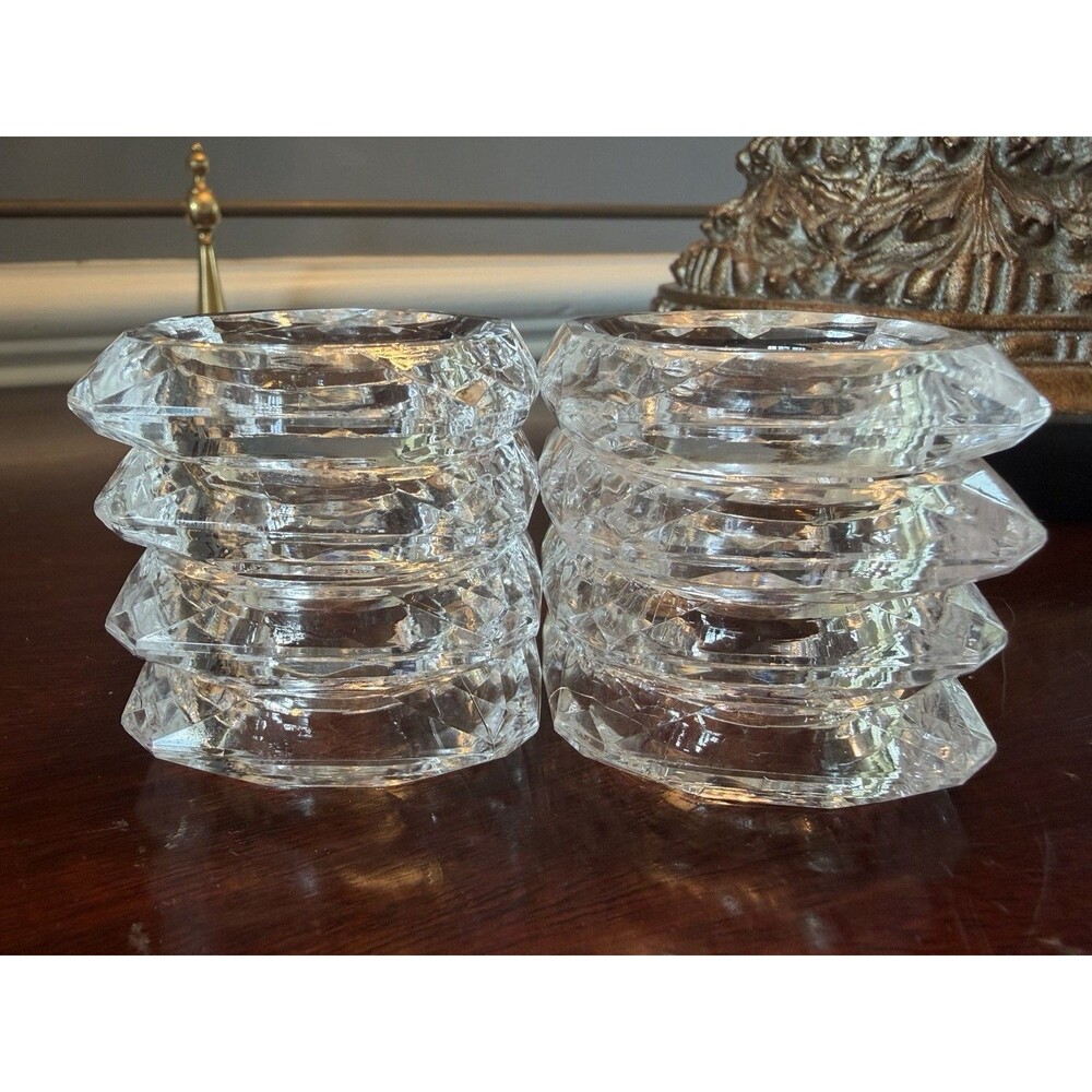 Vintage Clear Lucite Napkin Rings 1980's Set of 8